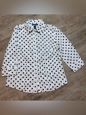 Karen Scott Black and White Polka Dot Blouse